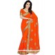 Monumental Orange Embroidered Work Faux Chiffon Designer Saree