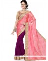 Blissful Faux Georgette Patch Border Work Half N Half Saree