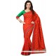 Conspicuous Red Brasso Georgette Designer Saree