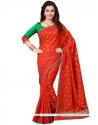 Conspicuous Red Brasso Georgette Designer Saree