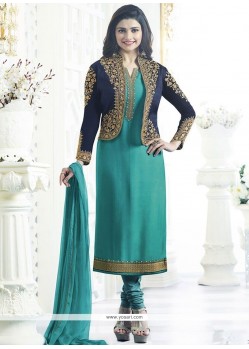 Prachi Desai Turquoise Churidar Designer Suit