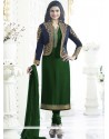 Prachi Desai Green Sequins Work Churidar Designer Suit