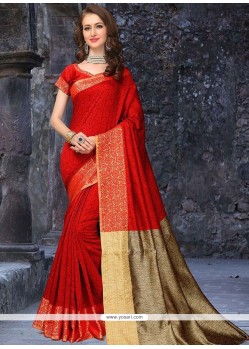 Intriguing Banarasi Silk Red Traditional Designer Saree