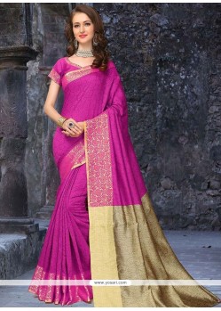 Catchy Weaving Work Hot Pink Traditional Saree