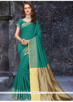 Engrossing Sea Green Banarasi Silk Designer Traditional Saree