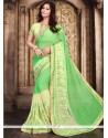 Sea Green Embroidered Work Faux Georgette Classic Saree