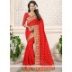 Customary Faux Georgette Red Classic Saree