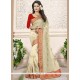 Tantalizing Faux Georgette Beige Embroidered Work Classic Designer Saree