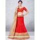 Gilded Red Lace Work Art Silk Lehenga Choli