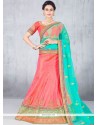 Heavenly Lace Work Peach Lehenga Choli