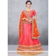 Cute Lace Work Peach Lehenga Choli