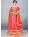 Cute Lace Work Peach Lehenga Choli