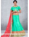 Impressive Sea Green Lace Work Lehenga Choli