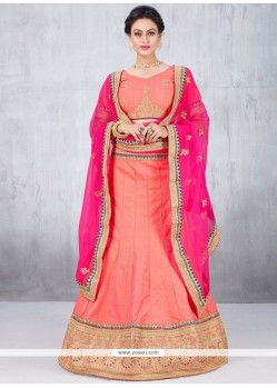 Stupendous Peach Art Silk Lehenga Choli