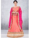 Stupendous Peach Art Silk Lehenga Choli