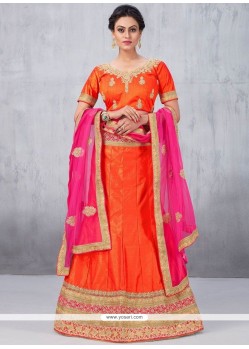 Impressive Art Silk Orange Lehenga Choli