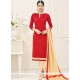 Modest Cotton Red Churidar Suit