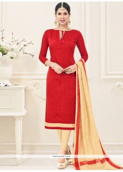 Modest Cotton Red Churidar Suit