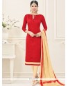 Modest Cotton Red Churidar Suit