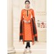 Impressive Lace Work Cotton Orange Churidar Suit