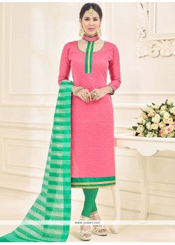 Pink Cotton Churidar Suit