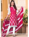 Baronial Leon Hot Pink Embroidered Work Churidar Suit