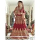 Irresistible Red Embroidered Work Floor Length Anarkali Suit