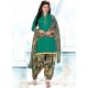 Nice Cotton Green Embroidered Work Punjabi Suit