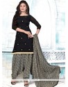 Adorning Embroidered Work Cotton Black Punjabi Suit
