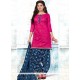 Embroidered Chanderi Punjabi Suit In Pink