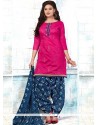 Embroidered Chanderi Punjabi Suit In Pink