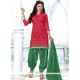 Tempting Embroidered Work Red Punjabi Suit