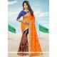 Brilliant Mustard And Navy Blue Embroidered Work Half N Half Saree