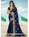 Incredible Faux Chiffon Patch Border Work Classic Saree