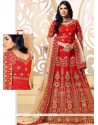 Pleasance Red Lace Work Banglori Silk Lehenga Choli