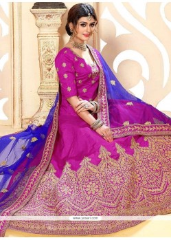 Magnificent Magenta Embroidered Work Lehenga Choli