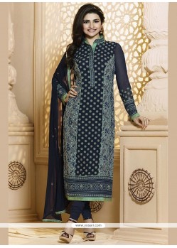 Prachi Desai Embroidered Work Blue Churidar Suit