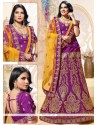 Unique Lace Work Purple Lehenga Choli