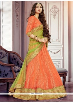 Fascinating Embroidered Work Peach Lehenga Choli