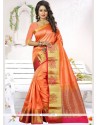 Peach Weaving Work Art Silk Traditional Saree