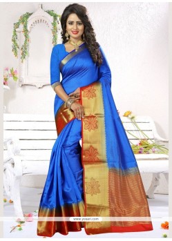 Subtle Blue Art Silk Designer Traditional Saree