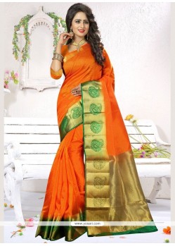 Epitome Orange Designer Traditional Saree