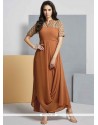 Captivating Embroidered Work Brown Faux Georgette Designer Kurti