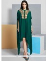 Opulent Green Embroidered Work Faux Georgette Designer Kurti