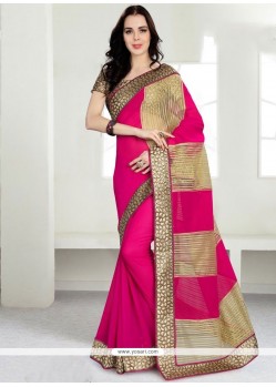 Enticing Faux Georgette Hot Pink Saree