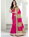 Enticing Faux Georgette Hot Pink Saree