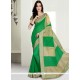 Titillating Green Patch Border Work Faux Georgette Classic Saree