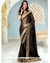 Stylish Brown Patch Border Work Saree