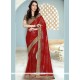 Fine Faux Georgette Red Patch Border Work Classic Saree