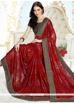 Awesome Faux Georgette Patch Border Work Classic Designer Saree